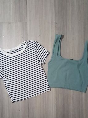 🌁 NWOT: ZARA; (2) CROPPED SHIRT BUNDLE XS/S.